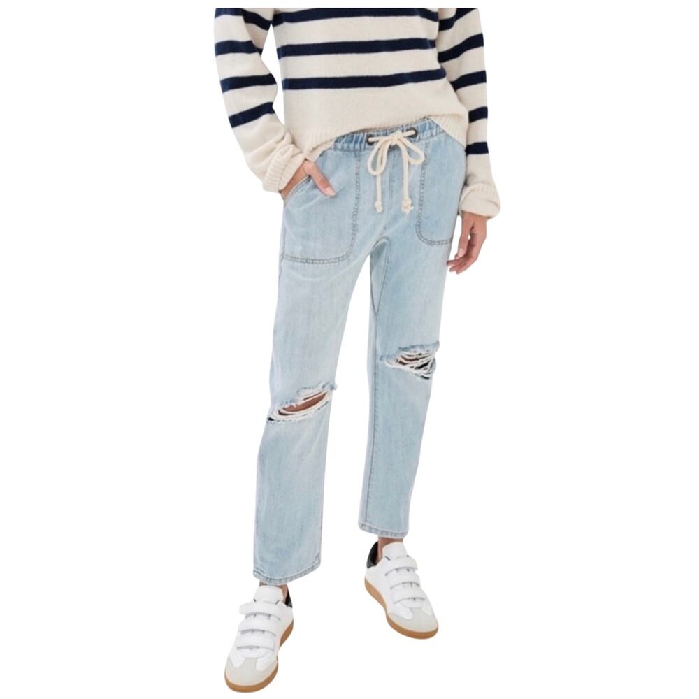 ONE TEASPOON Women’s Shabbies Drawstring Distressed Boyfriend Jeans